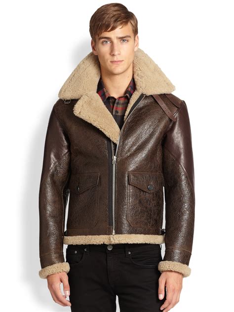 burberry shearling jacket mens|shearling aviator jacket men's.